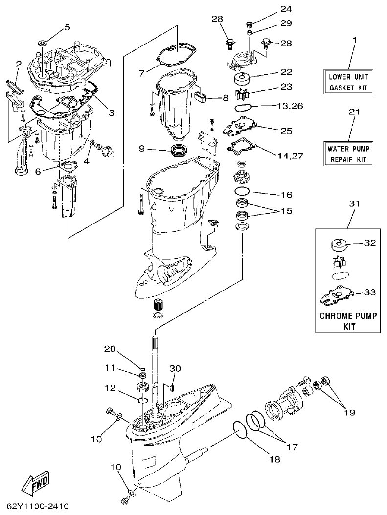 Yamaha FT50C REPAIR KIT 4 parts diagram